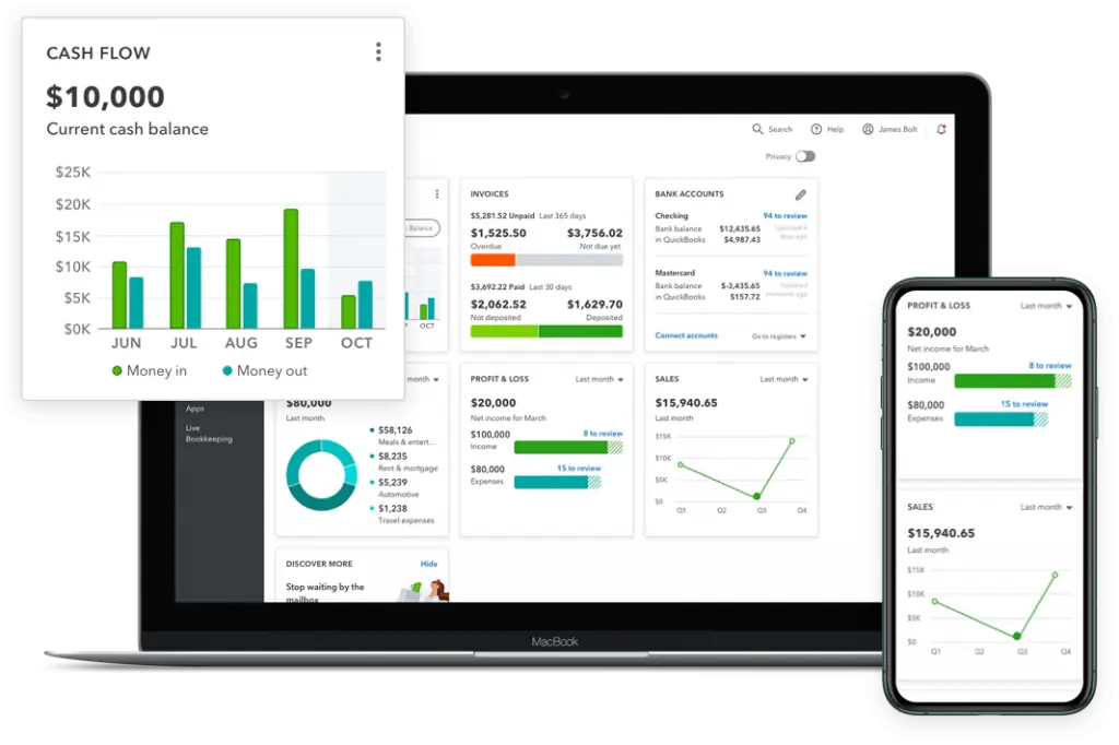 Intuit QuickBooks, interface for small businesses